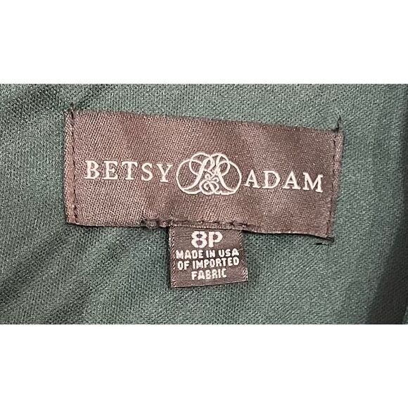 Betsy & Adam Women's Petite Long Sleeve V-Neck Stretch Wrap Knot Dress - Picture 8 of 9